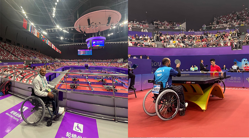 पारा टेबल टेनिसका खेलाडी केशव थापा र प्रशिक्षक बसन्त भारती थाइल्याण्ड जाँदै